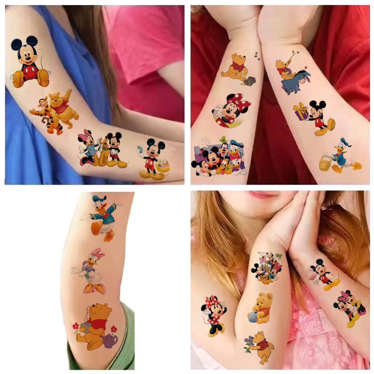 Mickey & Minnie Temporary Tattoos - 20 Sheets Birthday Party Favors | Cute Cartoon Stickers for Kids