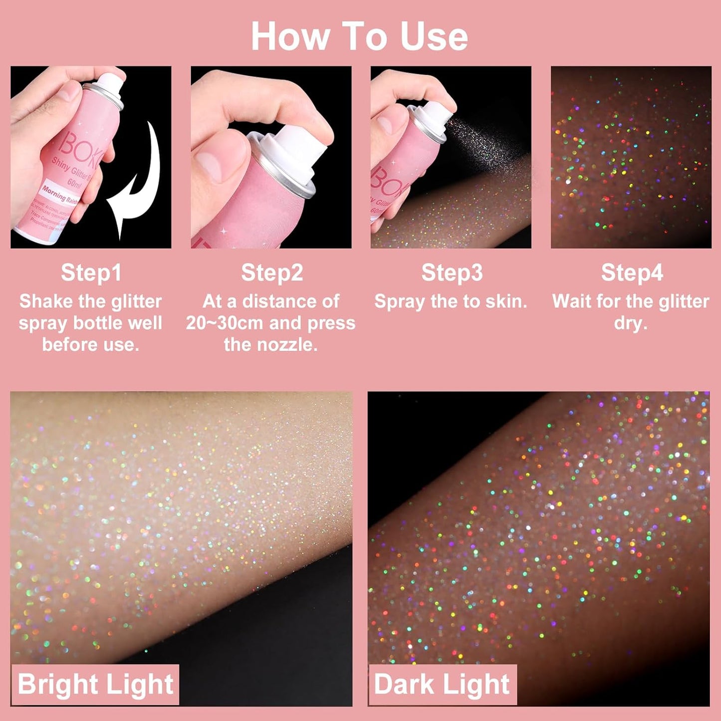 Holographic Silver Body Glitter Spray - Quick-Drying, Long-Lasting 60ML for Hair, Clothes & Festivals | Rave Accessories