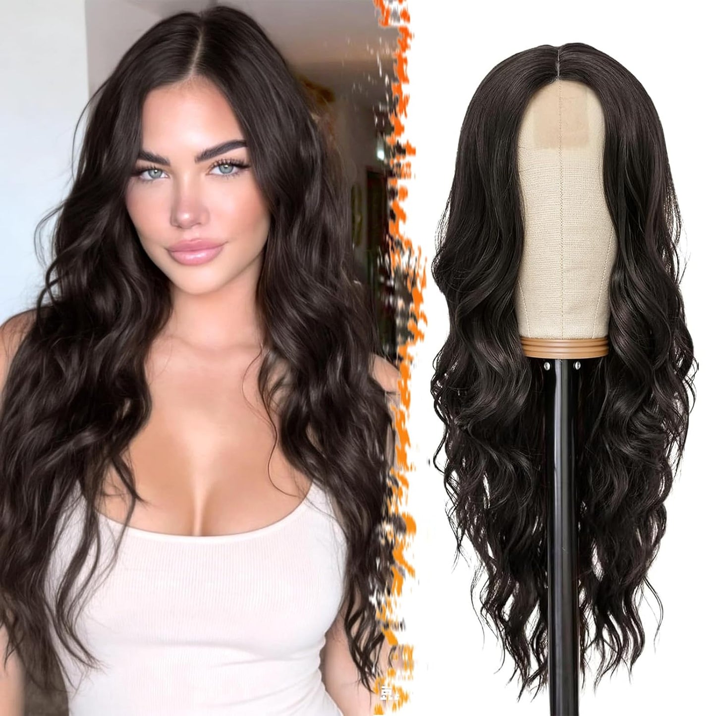 18 Inch Wavy Beige Blonde Wig - Medium Length Synthetic Wig for Women | Natural Soft Waves for Daily Wear & Parties