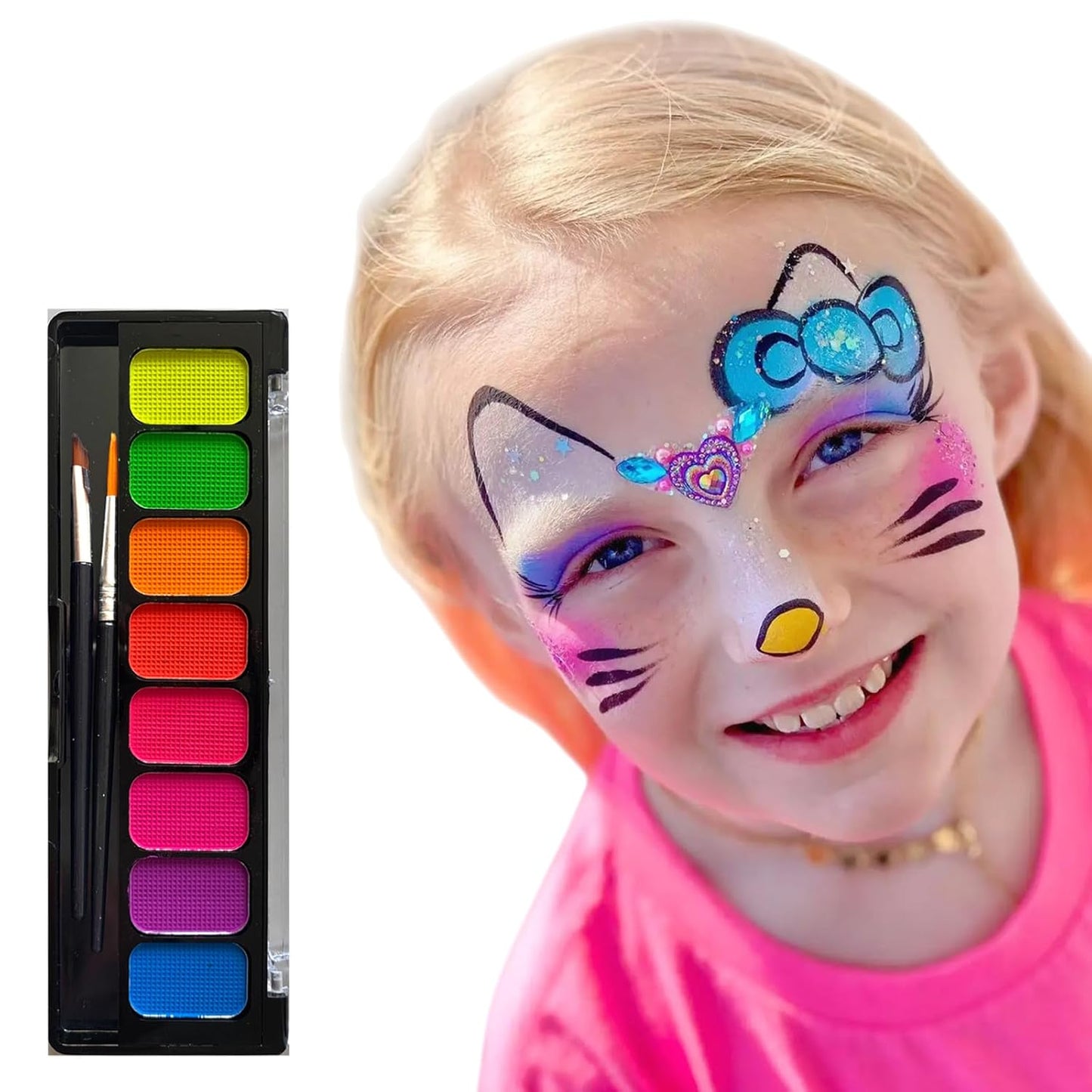 Face Painting Kit for Kids - 42 Color Non-Toxic Water Activated Makeup Set with Brush, Stencil & Sponge | Perfect for Parties & Holidays