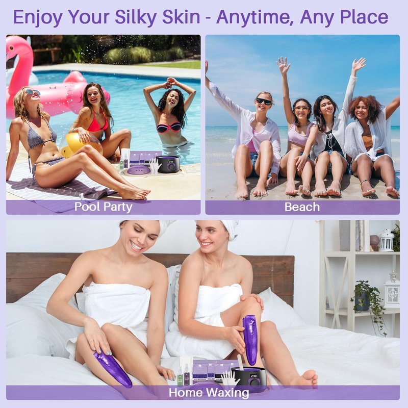 BLITZWAX Brazilian and Bikini Waxing Kit for Women, Hard Wax Warmer for Face, Legs and Body, At Home Hair Removal Kit, Beginner Friendly, Digital Fast Heating, 51 Wax Items