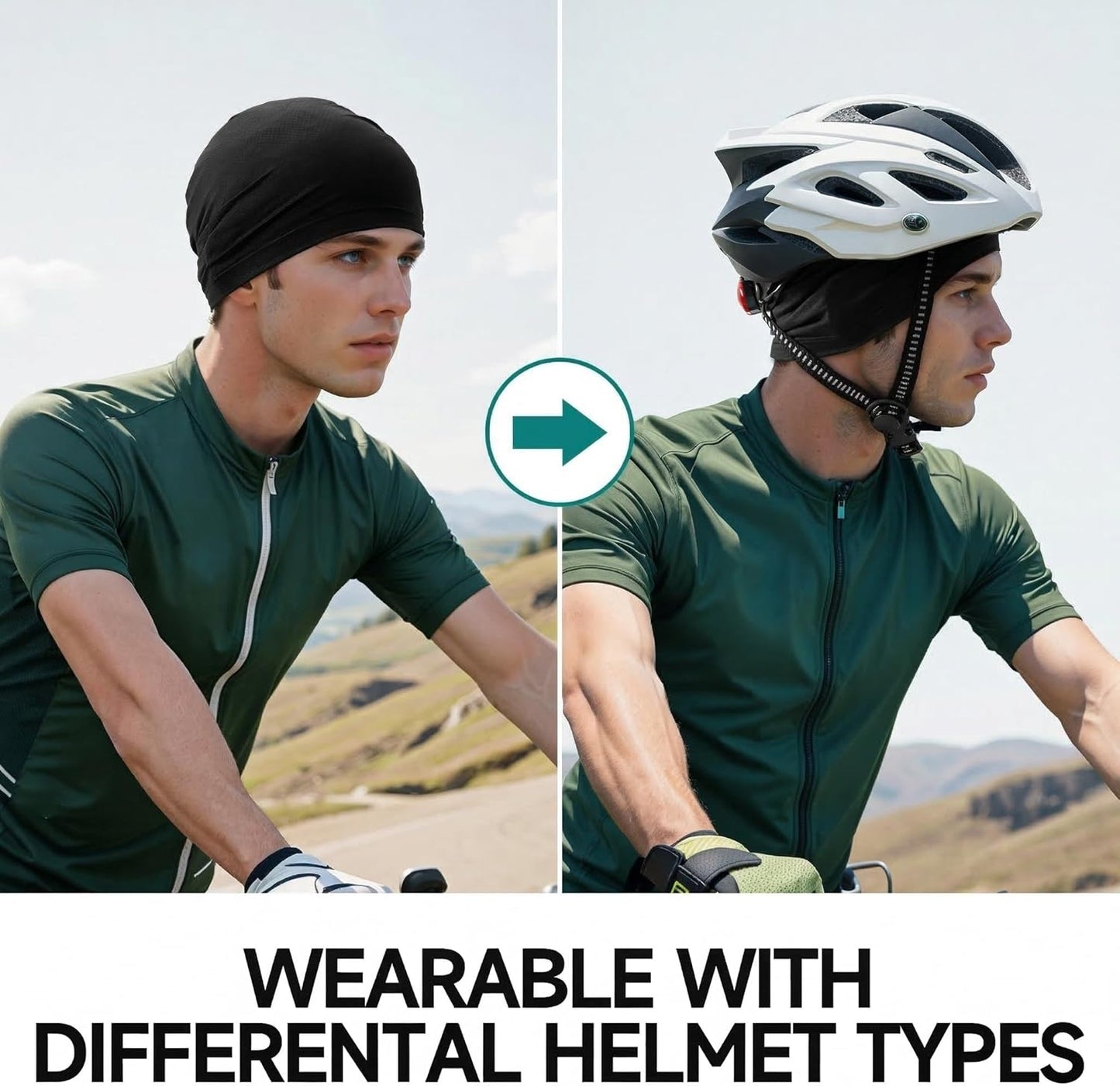 Cooling Skull Cap - 3Pcs Lightweight Breathable Beanie for Men & Women | Quick-Dry Running & Cycling Hat