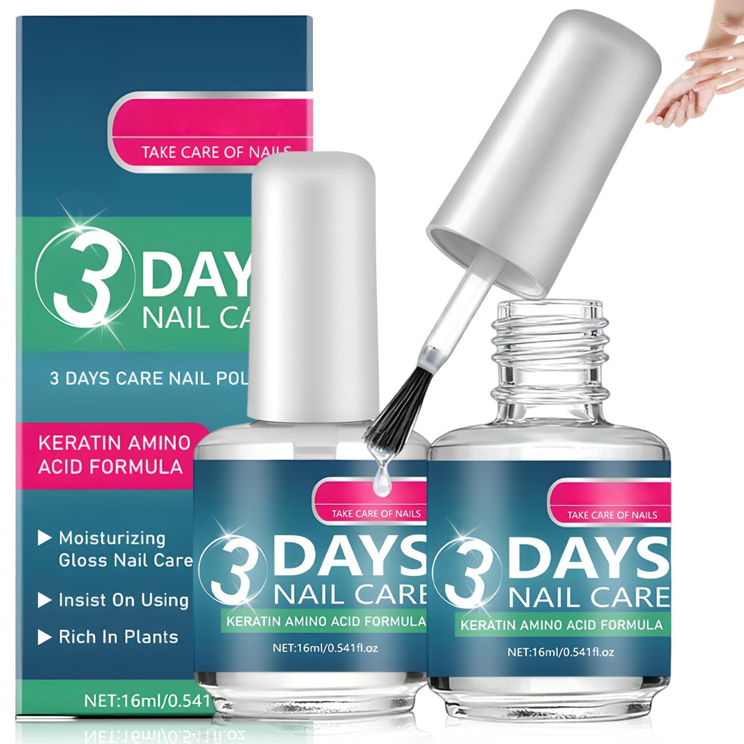 Nail Care Formula - Keratin Amino Acid & Aloe for Stronger, Hydrated Nails | 16ml/0.56oz