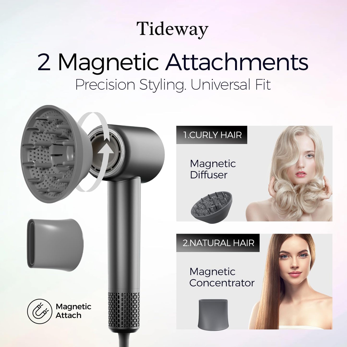 Tideway Hair Dryer Professional High-Speed Ionic Blow Dryer 110,000 RPM, Compact Hair Dryer with Magnetic Diffuser, Fast Drying with Brushless Motor Low Noise Smart Temperature Control-H11