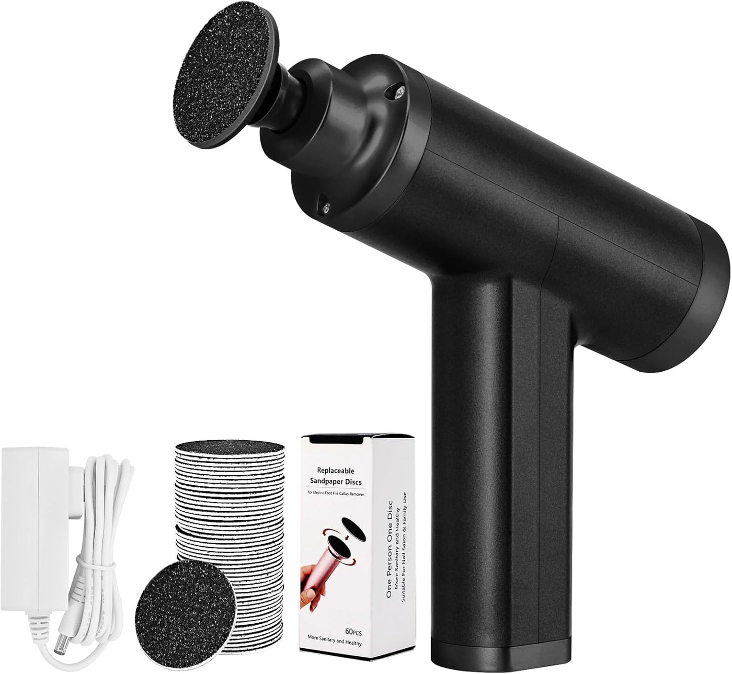 Electric Callus Remover - 4500 RPM Adjustable Speed Foot Sander for Smooth Heels | Black