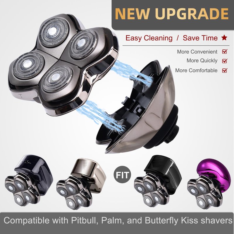 2Pack Pro 4 Shaver Replacement Heads Compatible with Skull Pitbulls Gold PRO, Silver PRO, Platinum PRO, Head Shavers, Electric Shaver Half Head for Men/Women (2 PACK BORON)
