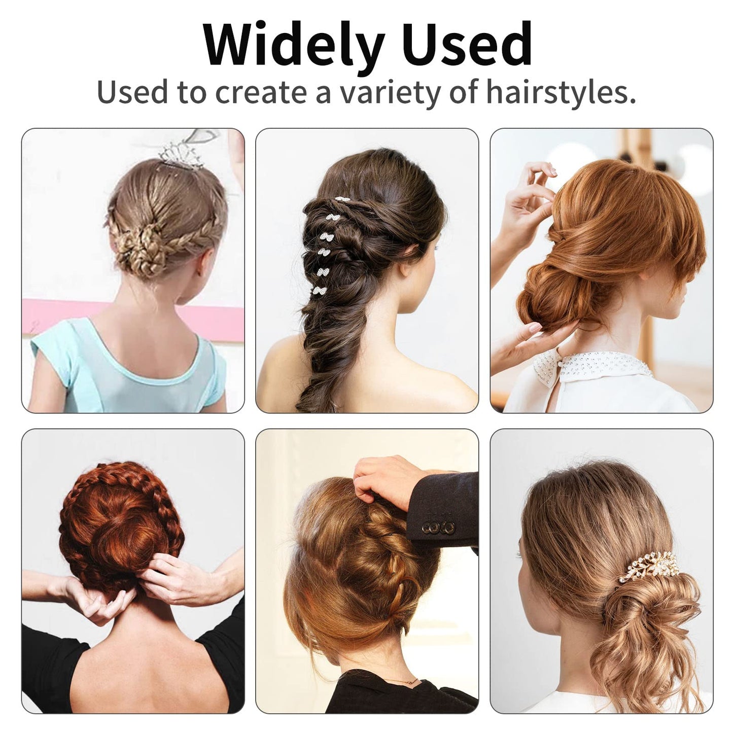 Cehony U-shaped Hair Pins, 200 Count for Women Lady Girls Bobby Pins French Historical Hair Pin Hair Styling Pins Hair Accessories (Black, 2.4 Inch)