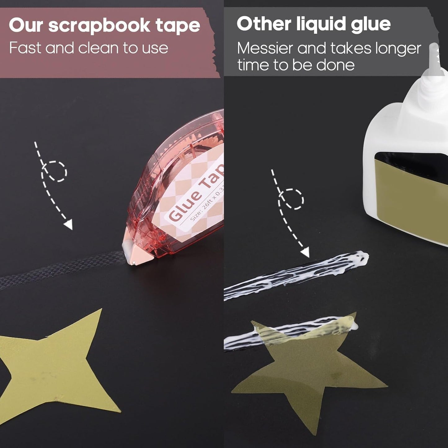 Double-Sided Scrapbook Tape Roller - 4 Pack Adhesive Glue Runner for Crafts | 0.3in x 26ft, Clear