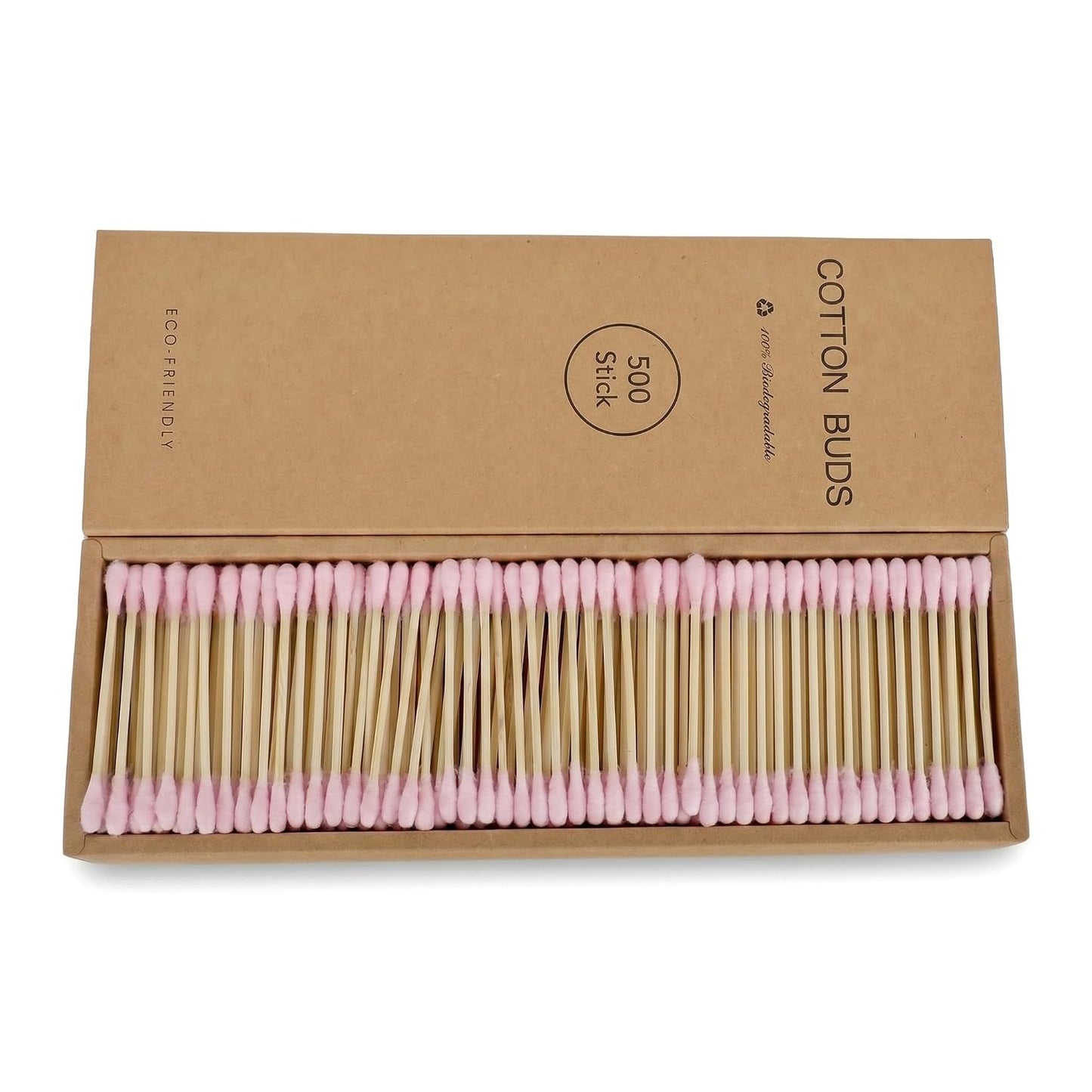 Premium Cotton Swabs - Biodegradable Organic Double Tips for Ear Wax Removal | 200 Count, Black