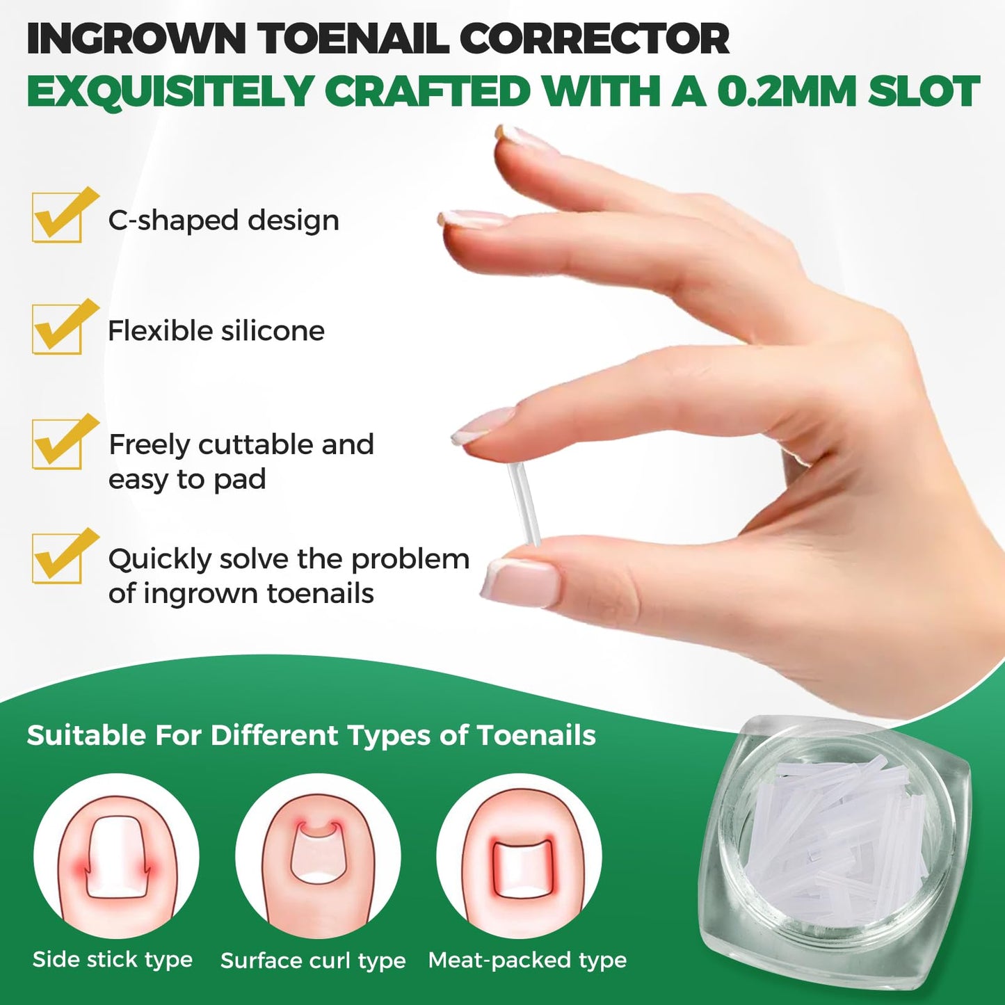 Ingrown Toenail Kit - Ingrown Toenail Drops, Ingrown Toenail Set - 60 Pcs Toenail Straightener Strips -Toenail Lifter Small Scissors