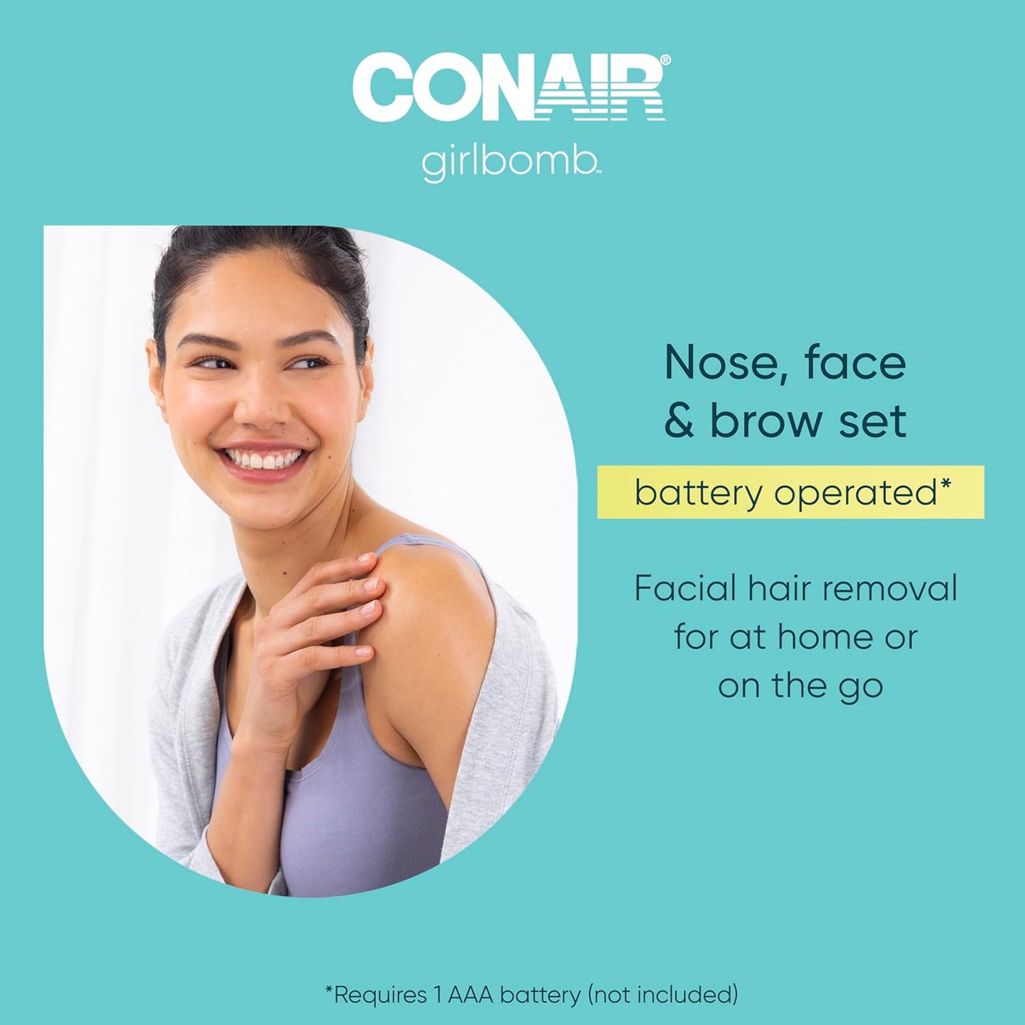Conair GIRLBOMB Nose Hair Trimmer for Women - Battery-Operated Facial Hair Removal with LED Light | Diamond-Shaped 360° Beveled Blade, White