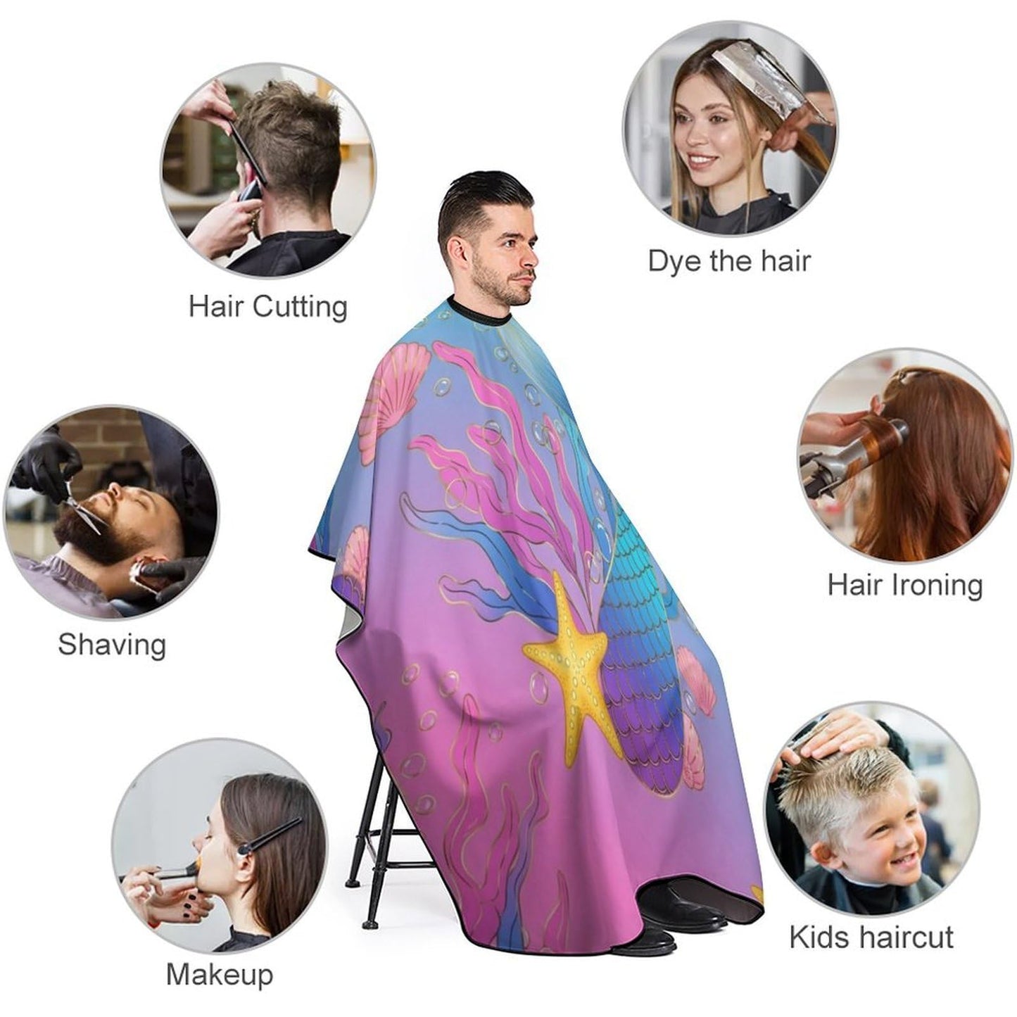 Professional Hairdressing Cape Large Unisex Barber Cape with Adjustable Closure Mermaid Tail Scale