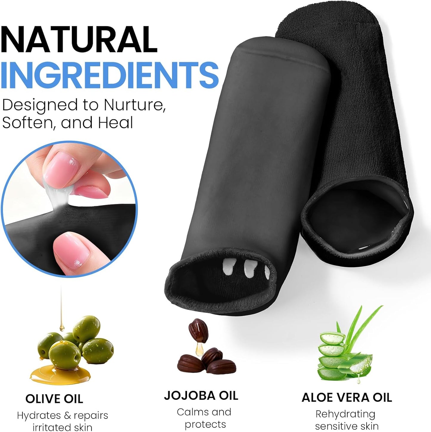 Silicone Moisturizing Socks for Dry Cracked Feet - Aloe Spa Hydrating Foot Care | Large (Up to Size 12)
