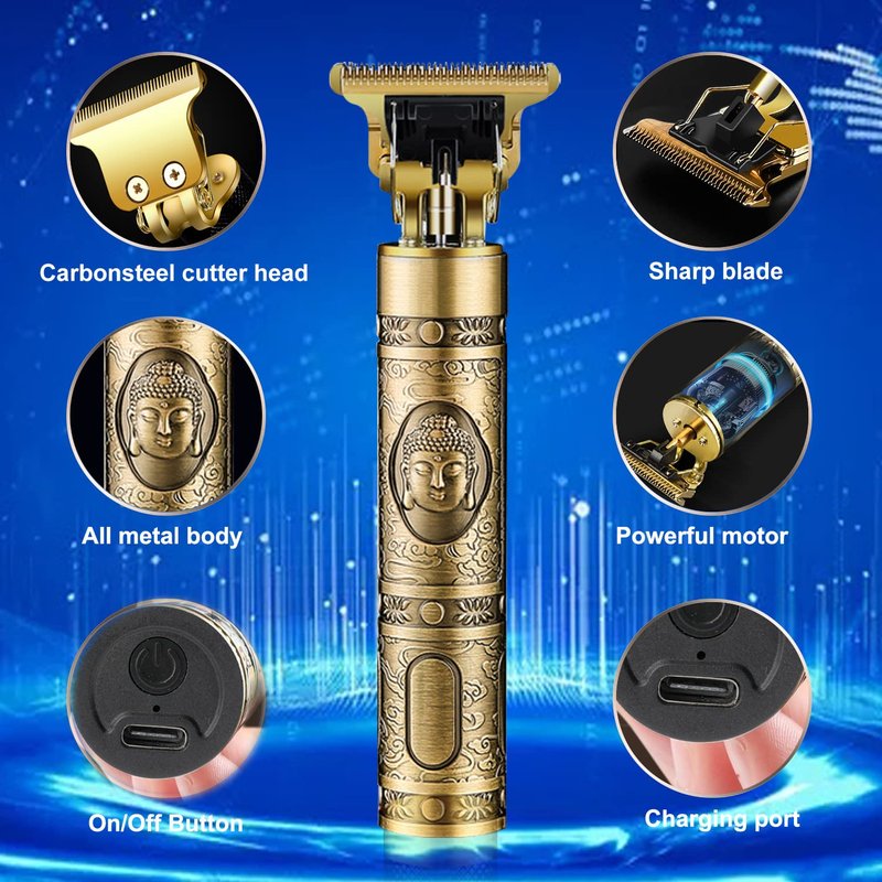 RQTYBUI Hair Clippers for Men, Cordless Electric Hair Trimmer and Beard Shaver, T Blade Zero Gapped Edgers Clipper Hair Cutting Kit, Rechargeable, Gift for Father