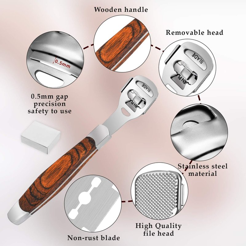 Callus Shaver, Foot Shaver Callus Remover for Feet Hand Care with Foot File, 10pcs Blades, Foot File Head and Dead Skin Storage Cover (15Pcs in Total)
