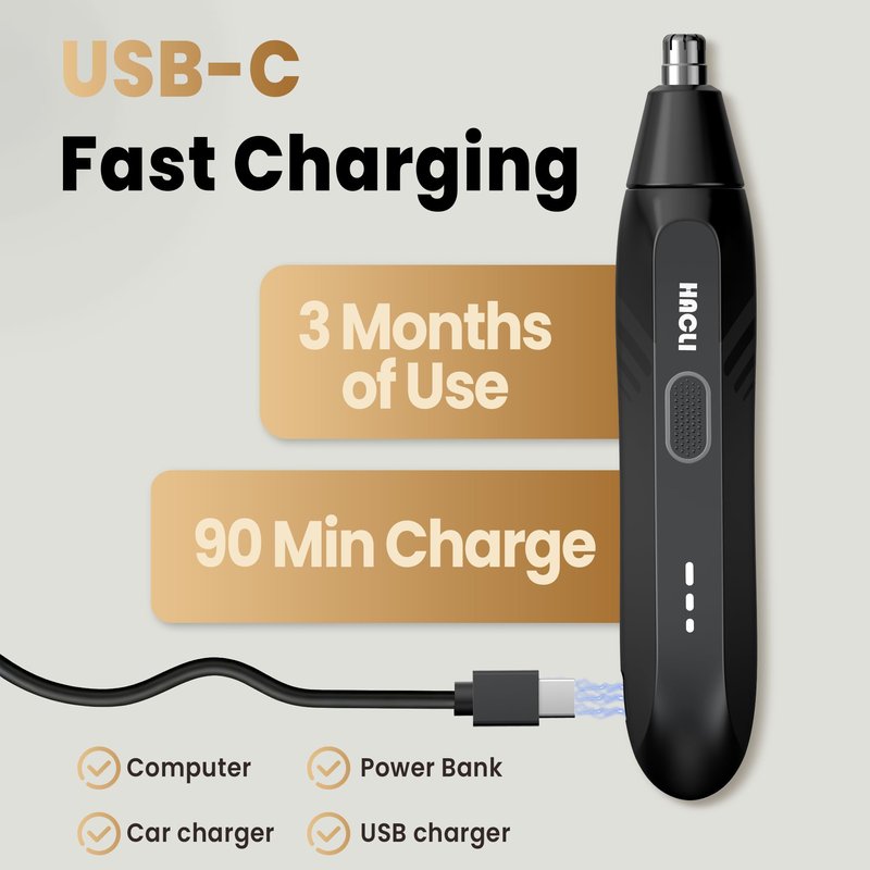 Nose Hair Trimmer for Men Women - HACLI Electric Painless Nose Hair Clipper, 8000RPM Powerful Motor, IPX7 Waterproof, Safe & Quiet, Replaceable Head, Travel Lock USB-C Rechargeable