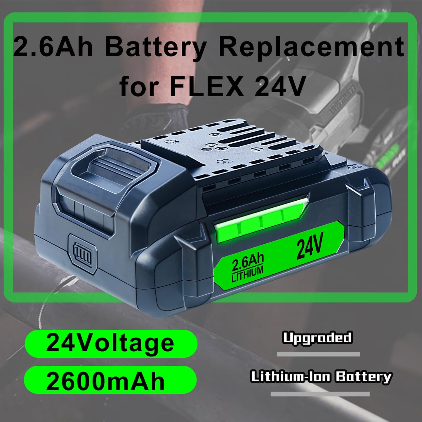 DTK 2600mAh Batteries Replacement for Flex 24V Battery Lithium-Ion FX0111-1