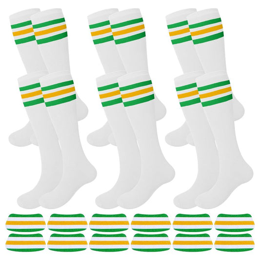 Panitay 2/12/16/24 Pairs Softball Soccer Socks Glitter Eye Black Stickers Team Spirit Accessories for Youth Women Sport Wear(12 Pcs,Green, White, Yellow)