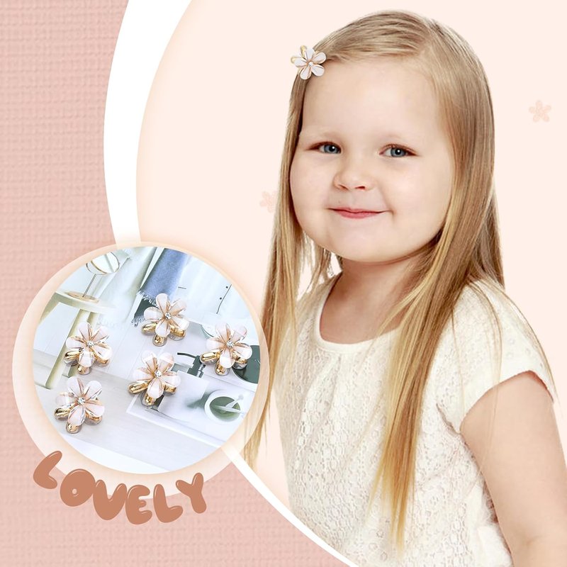 Mini Crystal Flower Hair Claw Clips - 40 Pack Floral Barrettes for Women & Girls | 2cm Size