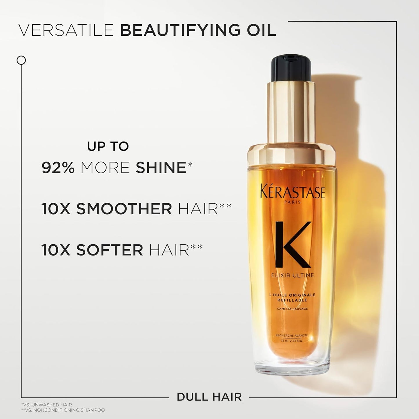 Kerastase Elixir Ultime Hair Oil - Nourishing Frizz Control & Shine | Refillable, Wild Camellia Extract