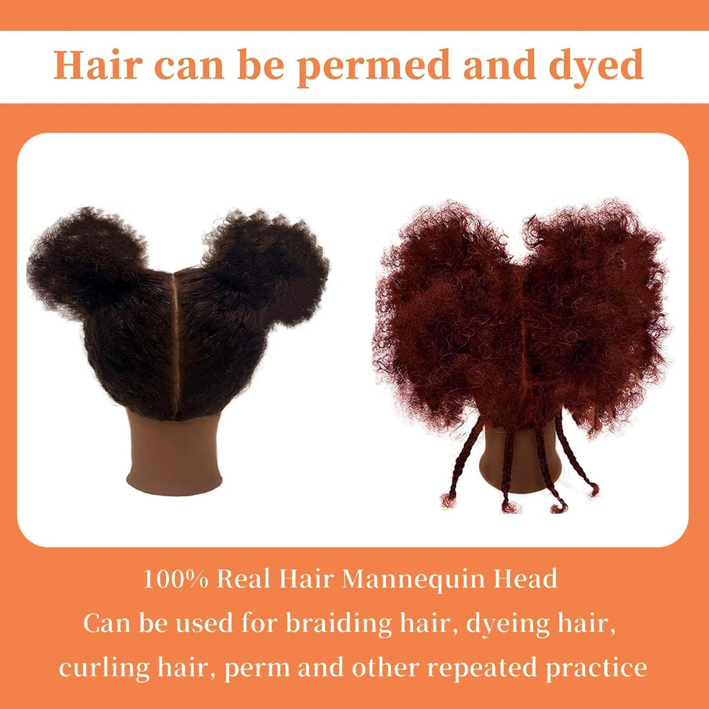 Sakalaka 10″ Afro Kinky Hair Mannequin Head with Stand for Braiding Hair Training 100% Human Hair Mannequin Head Cosmetology Doll Head for Styling Cutting & Twist Sets