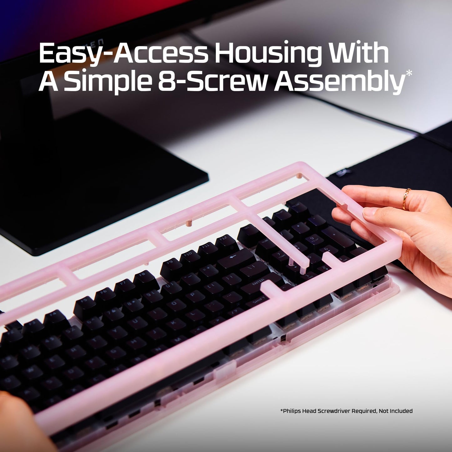 HyperX Origins 2 1800 – Gaming Keyboard, PC, Swappable Housing, Hotswap Switches, High Profile, 1800 Layout, 8k Polling, Adjustable Angle, Mechanical Switches