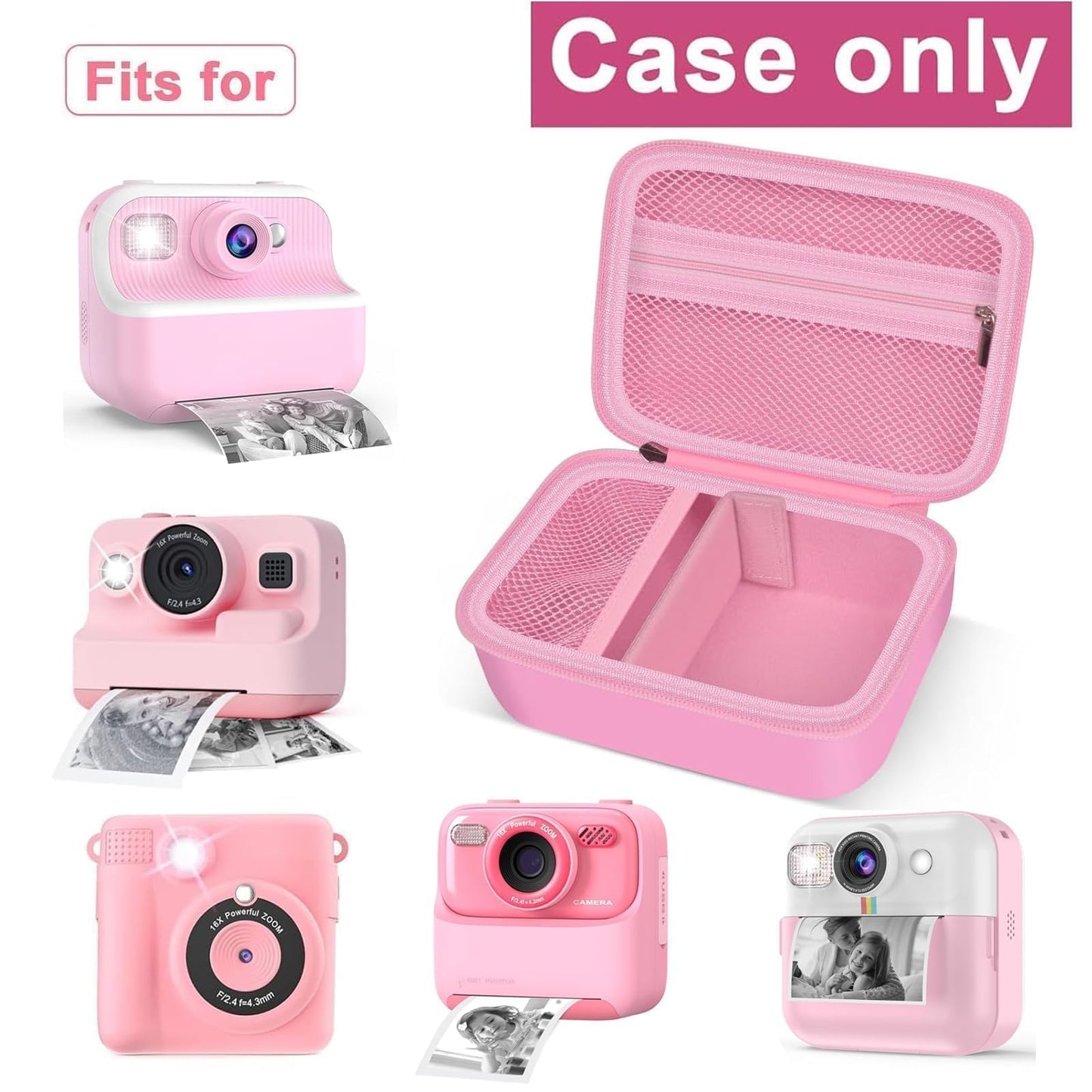 GWCASE Case Compatible with DUDUDRAGON for Cimizi for Dylanto for GREENKINDER for ESOXOFFORE for Careenoah for TKECWOB Instant Print Camera, Kids Instant Digital Cameras Storage Case (Box Only) -Pink
