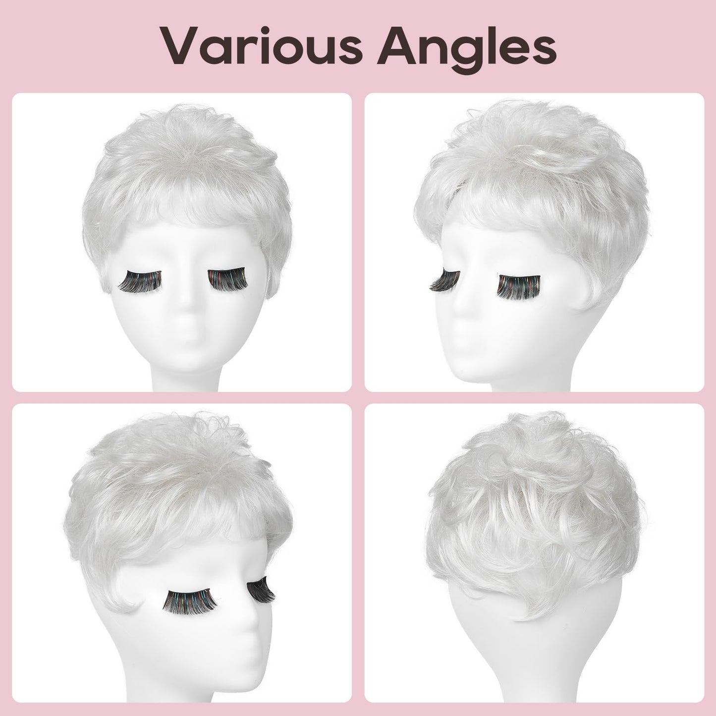 REECHO Hair Topper, Short Wiglet Hair Topper for Women with Thinning Large Coverage Synthetic Top Crown Hairpiece for Women - Silver White