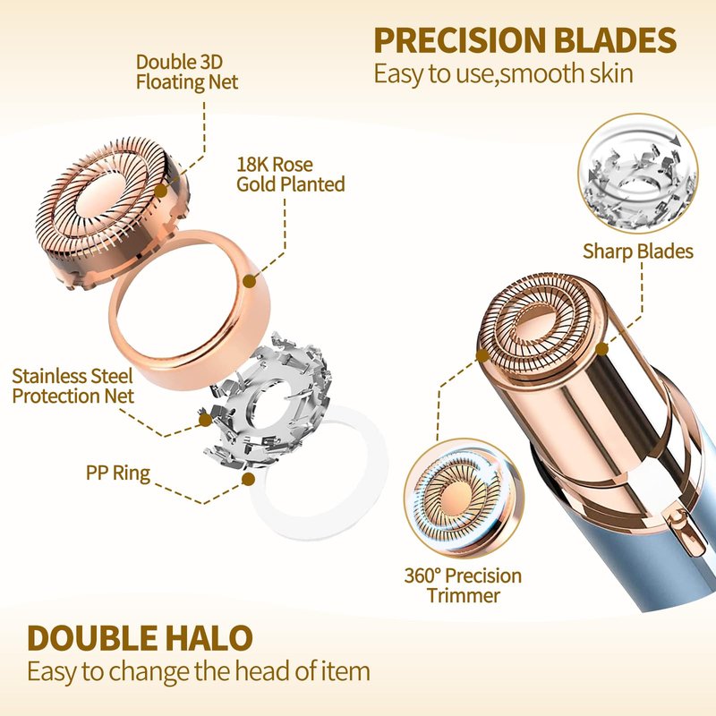 SEIHAI Replacement Heads for Flawless Finishing Touch Facial Hair Remover, Generation 2, As Seen On TV Replacement Heads Blades with Storage Bag for Flawless (4pcs)