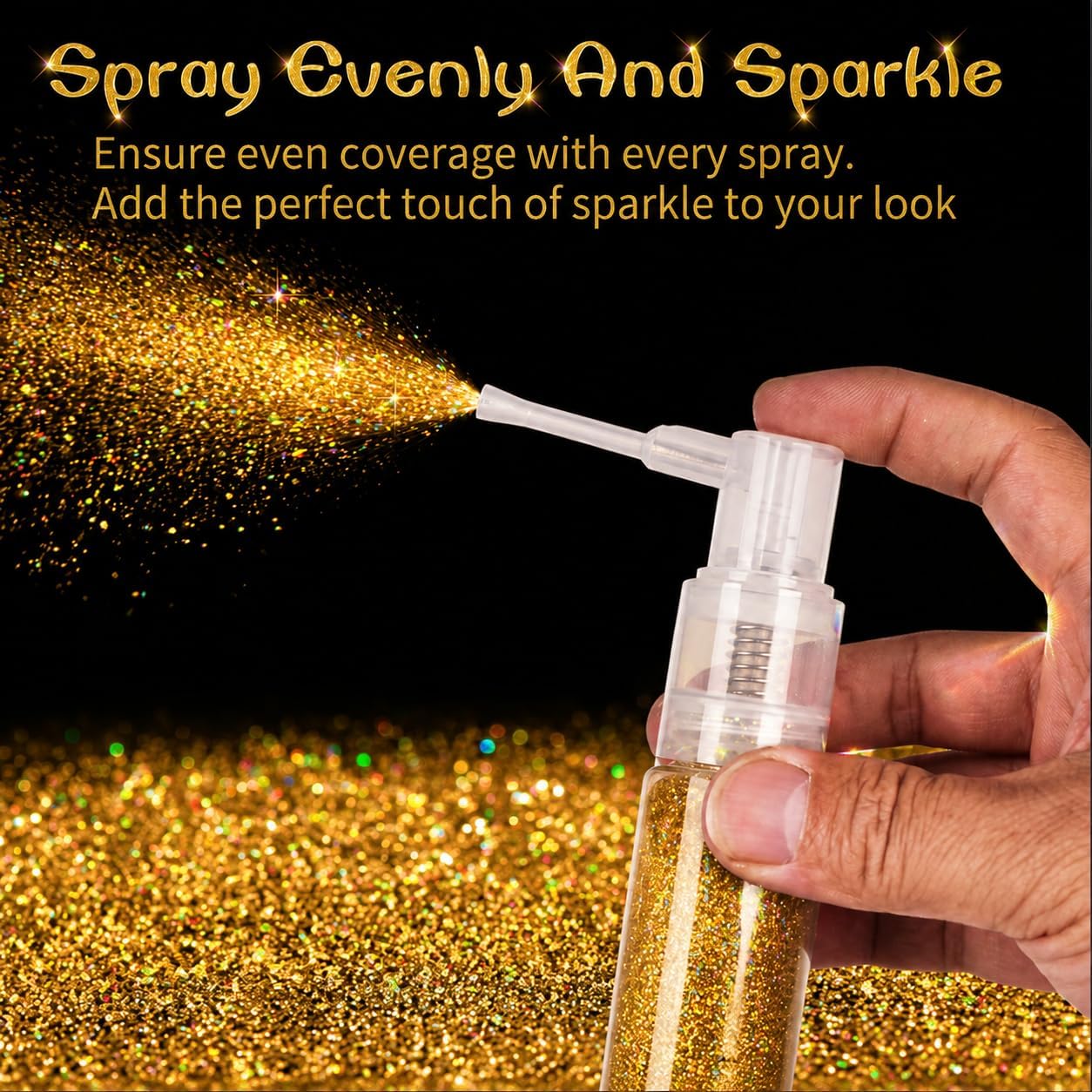 Gold Hair and Body Glitter Spray - Shiny Sparkle Glitter for Clothes & Hair | 25g/0.88oz