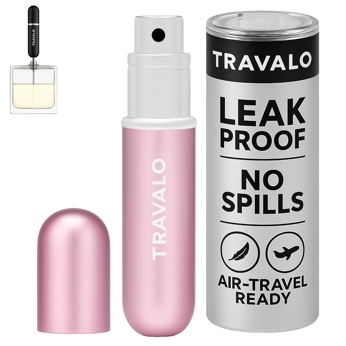 Classic HD Perfume Atomizer | Leak-Proof & TSA Approved - Reusable Mini Pump Sprayer - Elegant Black 0.17oz