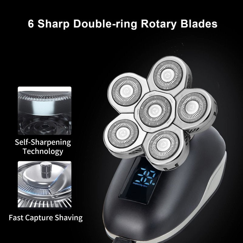 VODOZAVA Head Shaver Replacement Heads Magnetic 7 Blades Razor Replacement Blades Compatible with Freebird Shaver & Other Brands (silver6)
