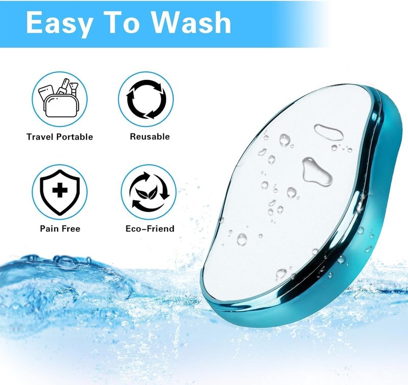 2PCS Crystal Hair Eraser for Women Reusable Hair Remover Stone, Painless Crystal Hair Remover for Women and Men, Magic Painless Exfoliation Hair Removal Tool (Gold and Blue)