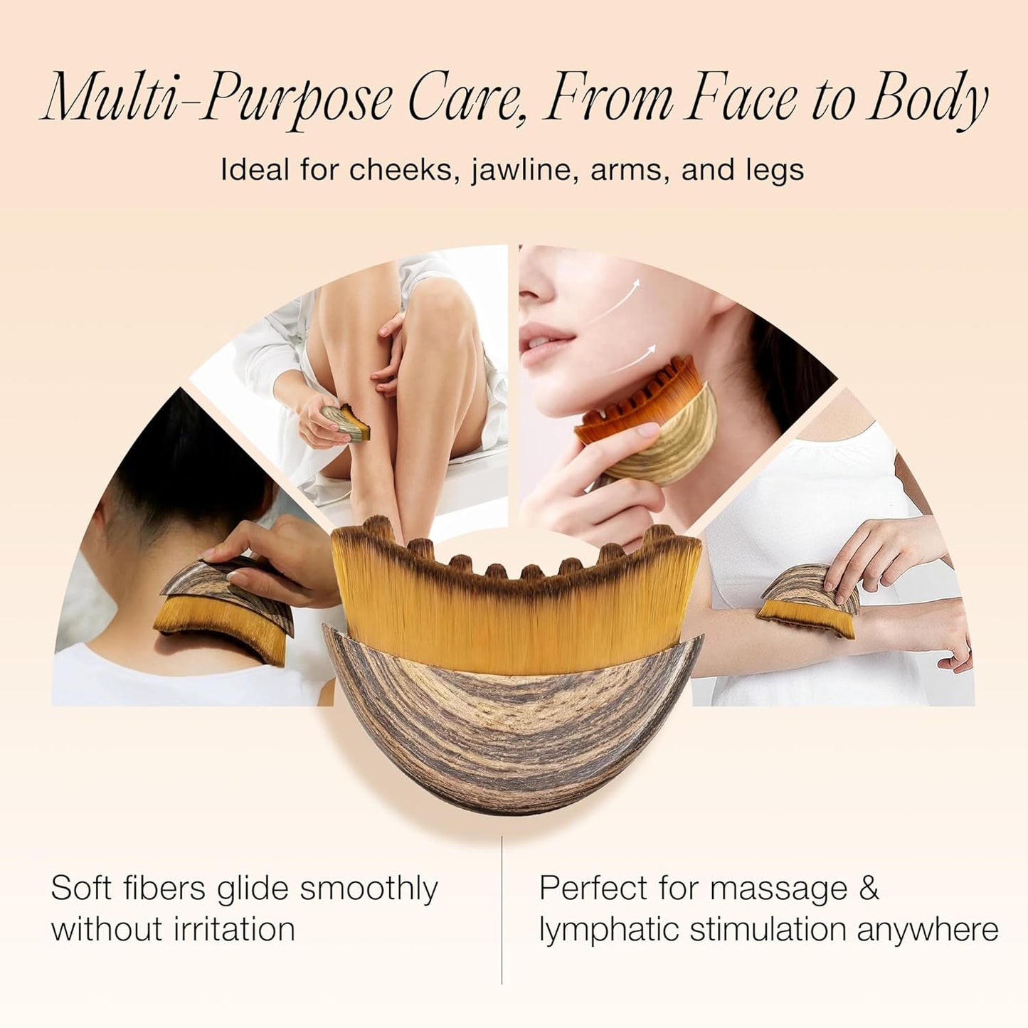 Lymphatic Contour Face Brush - Ergonomic Dry Massage Tool for Lymphatic Drainage | Precision Fit Design