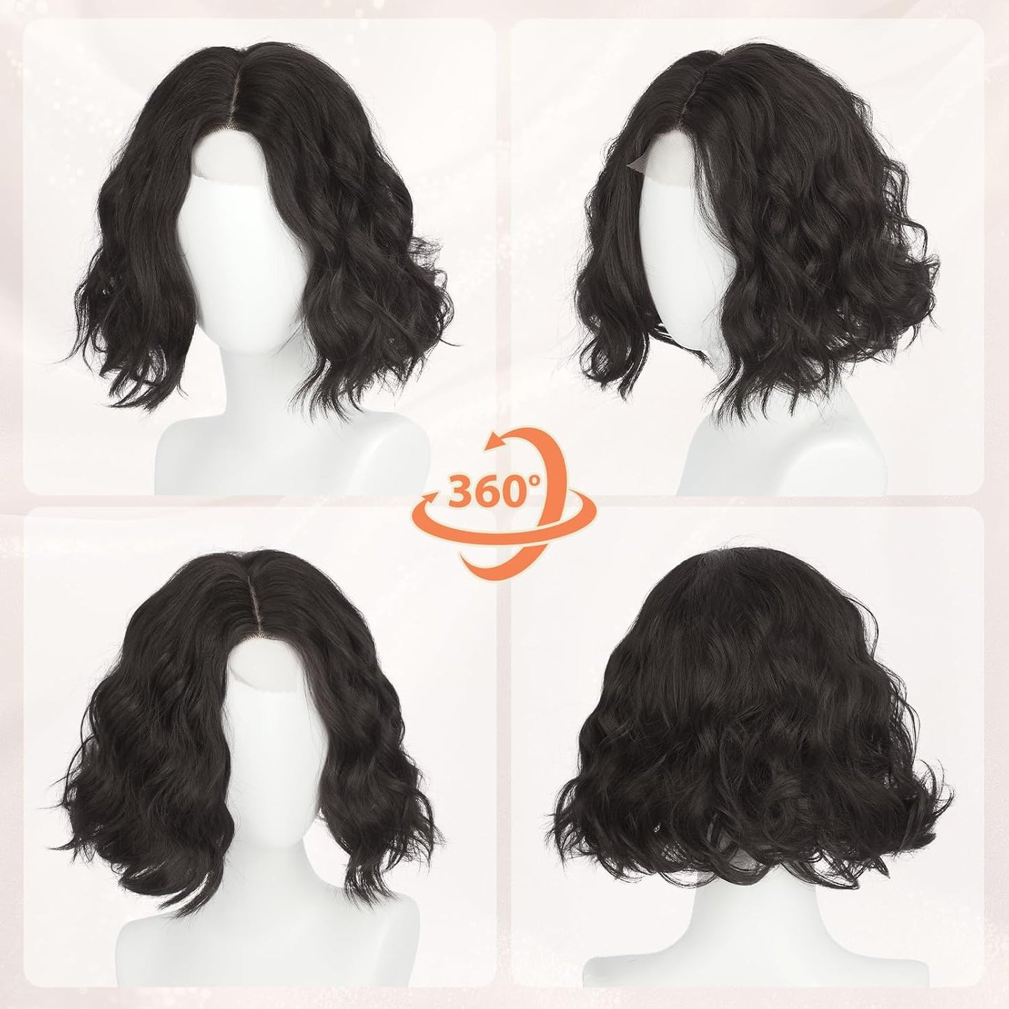 Blonde Bob Wig for Women - Lace Front Short Soft Wavy Curly Synthetic Hair | 11 Inch Natural Look