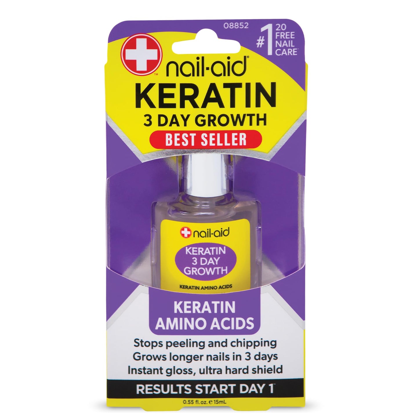 Nail-Aid Keratin 3 Day Growth Nail Treatment & Strengthener, Clear