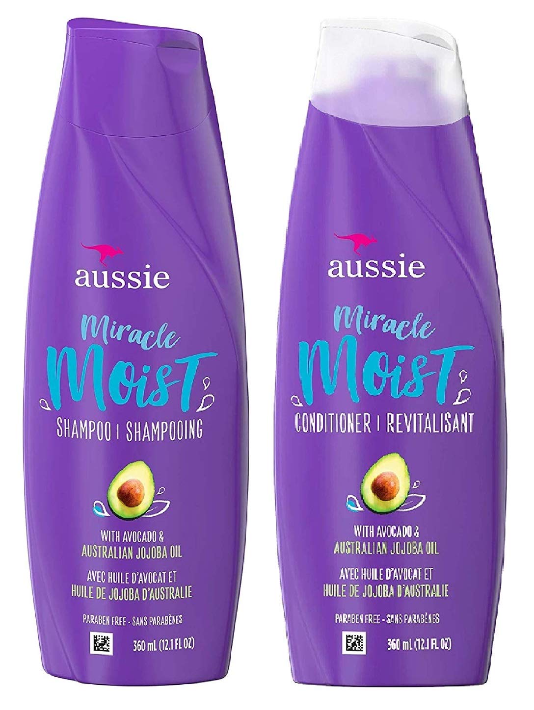 Aussie Miracle Moist Shampoo & Conditioner Set | Avocado & Jojoba Oil - 12.1 Fl Oz Each