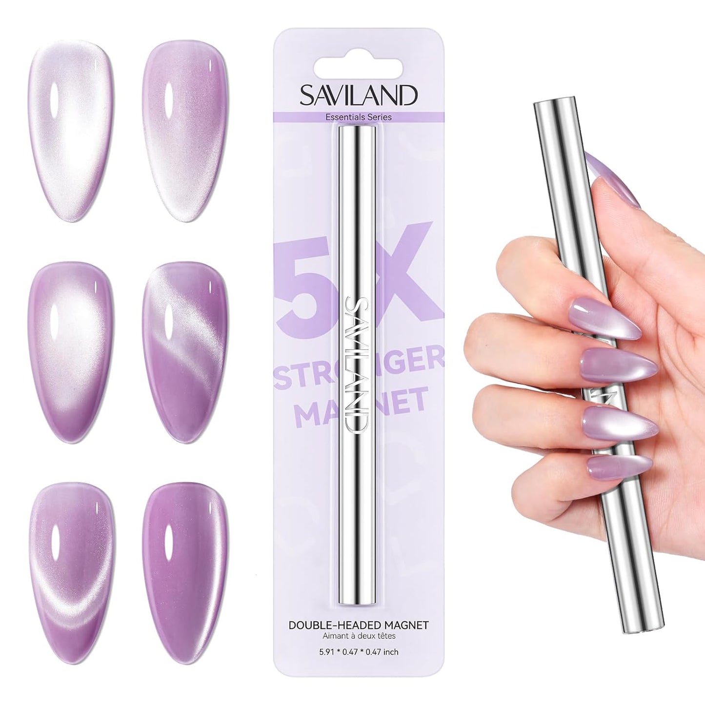 Cat Eye Magnet for Nails - 5X Stronger Neodymium Dual-Ended Wand for 3D Nail Art | Magnetic Gel Polish Tool