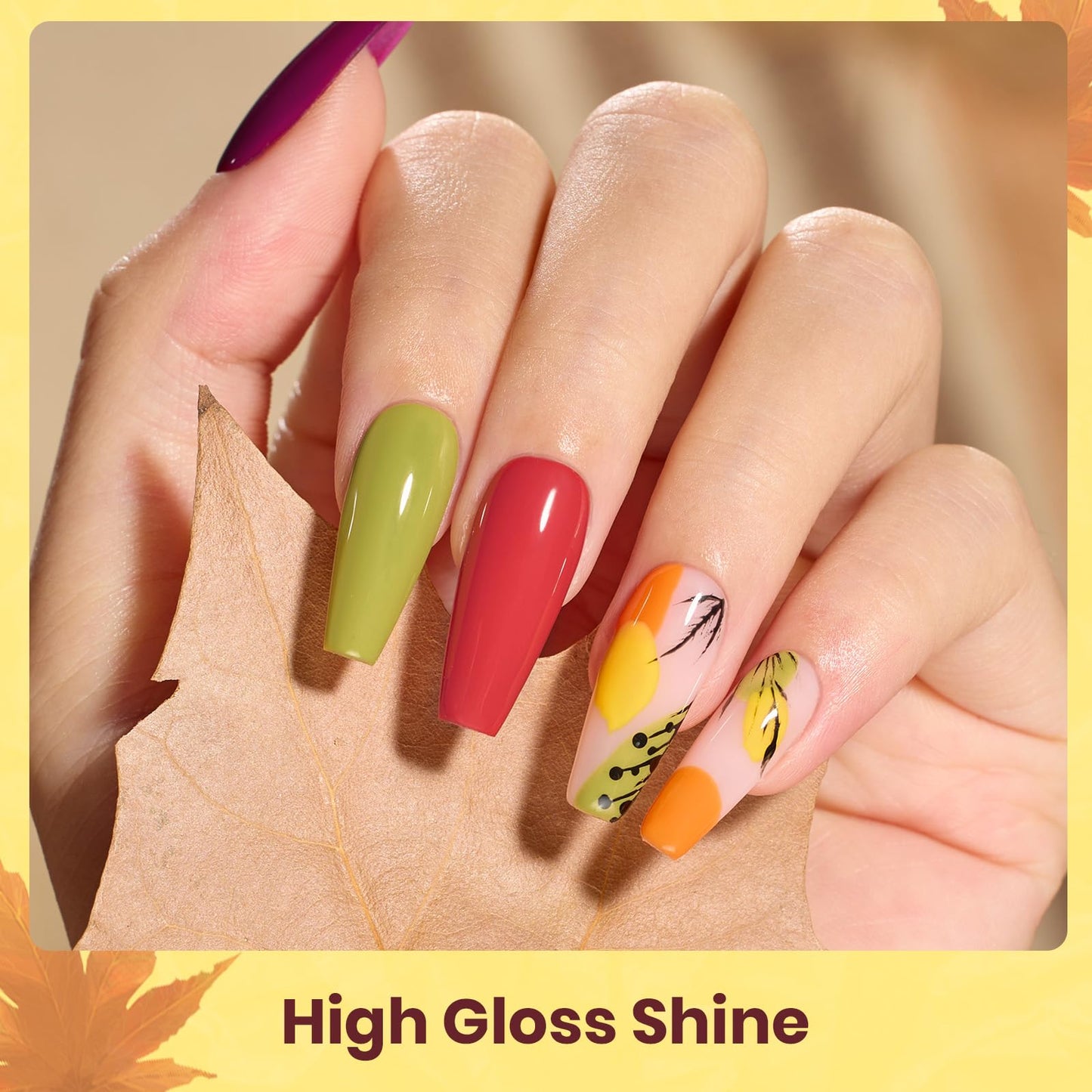 Beetles Orange Gel Polish Set – 6 Colors Red Green Purple Yellow Gel Polish Kit, Soak Off UV LED Gel Nail Polish for Manicure Nail Art Gift Women