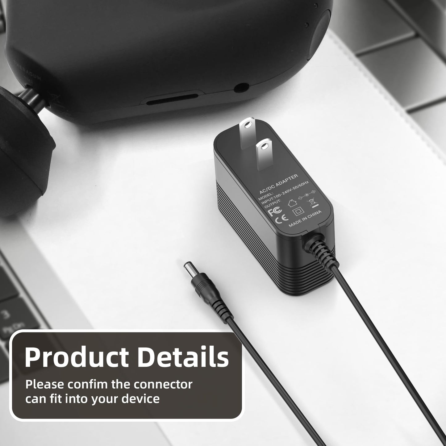 Charger for Theragun Mini 1.0 Compatible with Therabody Theragun Mini 1.0 / Prime G4,15V AC Replacement Power Adapter Supply Cord