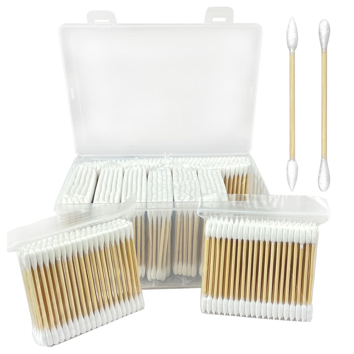 Bamboo Cotton Swabs - 1000-Pack Biodegradable Double-Ended Tips | Hypoallergenic, Lint-Free for Makeup, Pet Care & Electronics