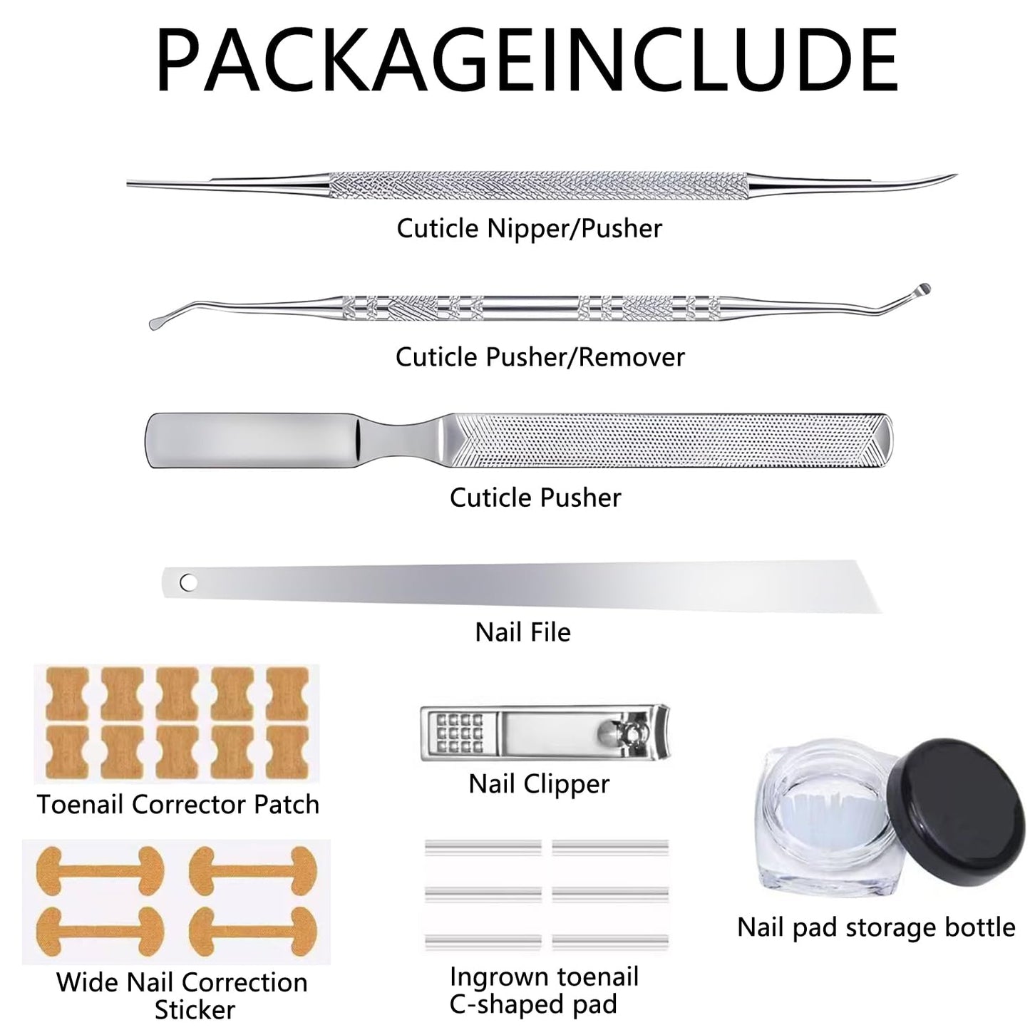 Ingrown Toenail Toolkit - Painless Curved Toenail Corrector with Breathable Strips & File | Home Pedicure Essential