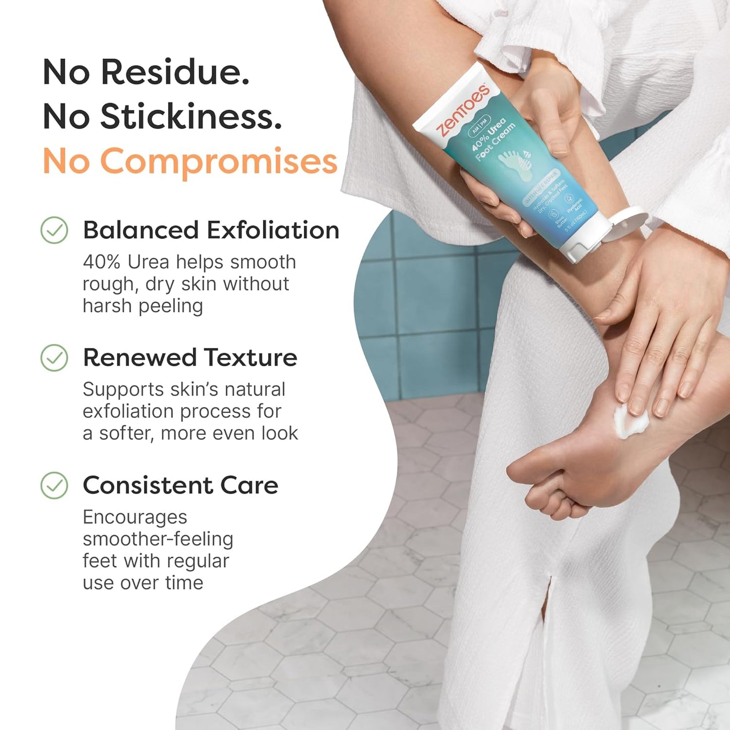 ZenToes Urea Foot Cream 40% - Exfoliating Cream for Dry Cracked Heels & Calluses | 5oz Lavender Scent