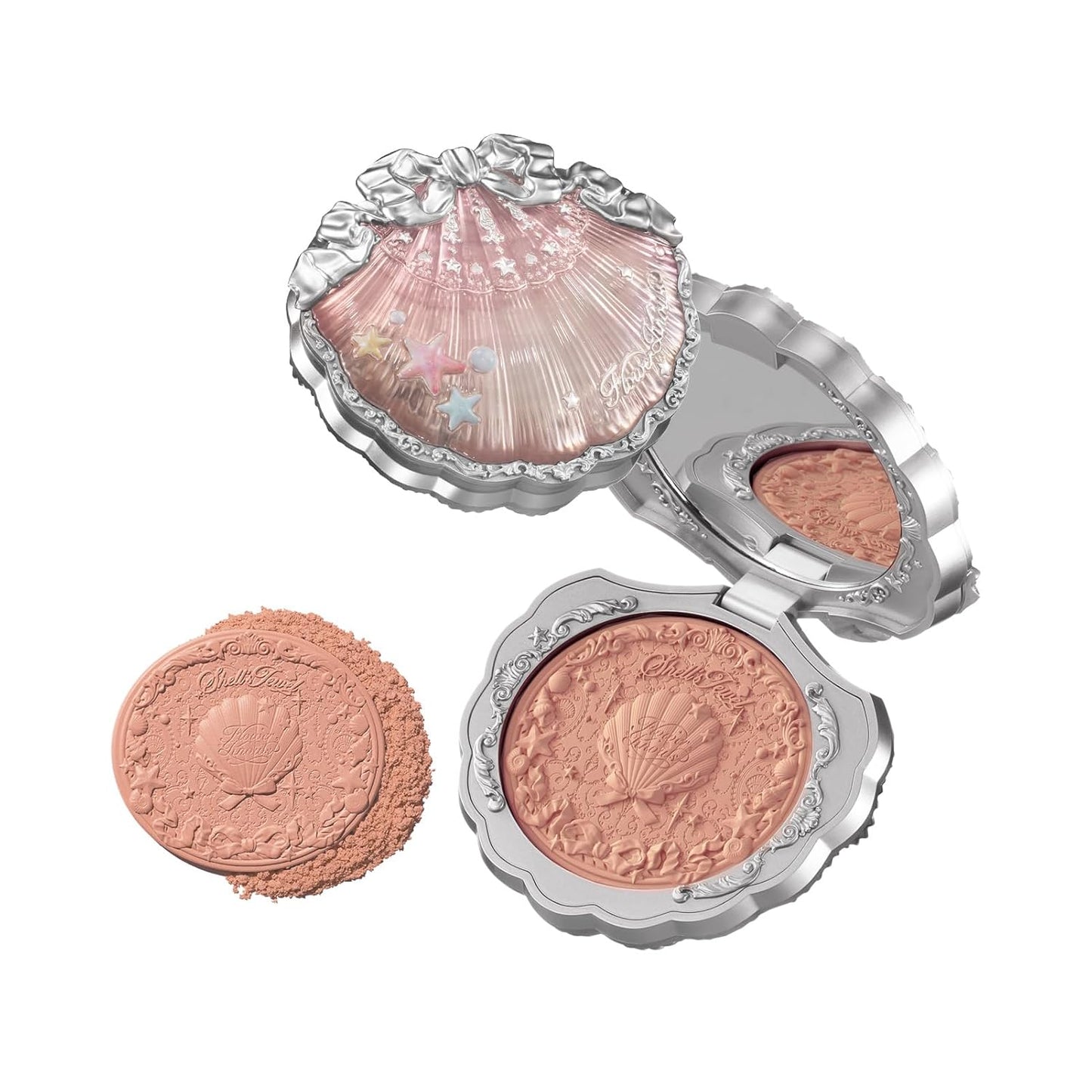 Silk Satin Blush - Shimmery Peach Pink Powder for Cheeks | Buildable, Long-Lasting Makeup, 0.18 Oz (03 Coral Seashell)