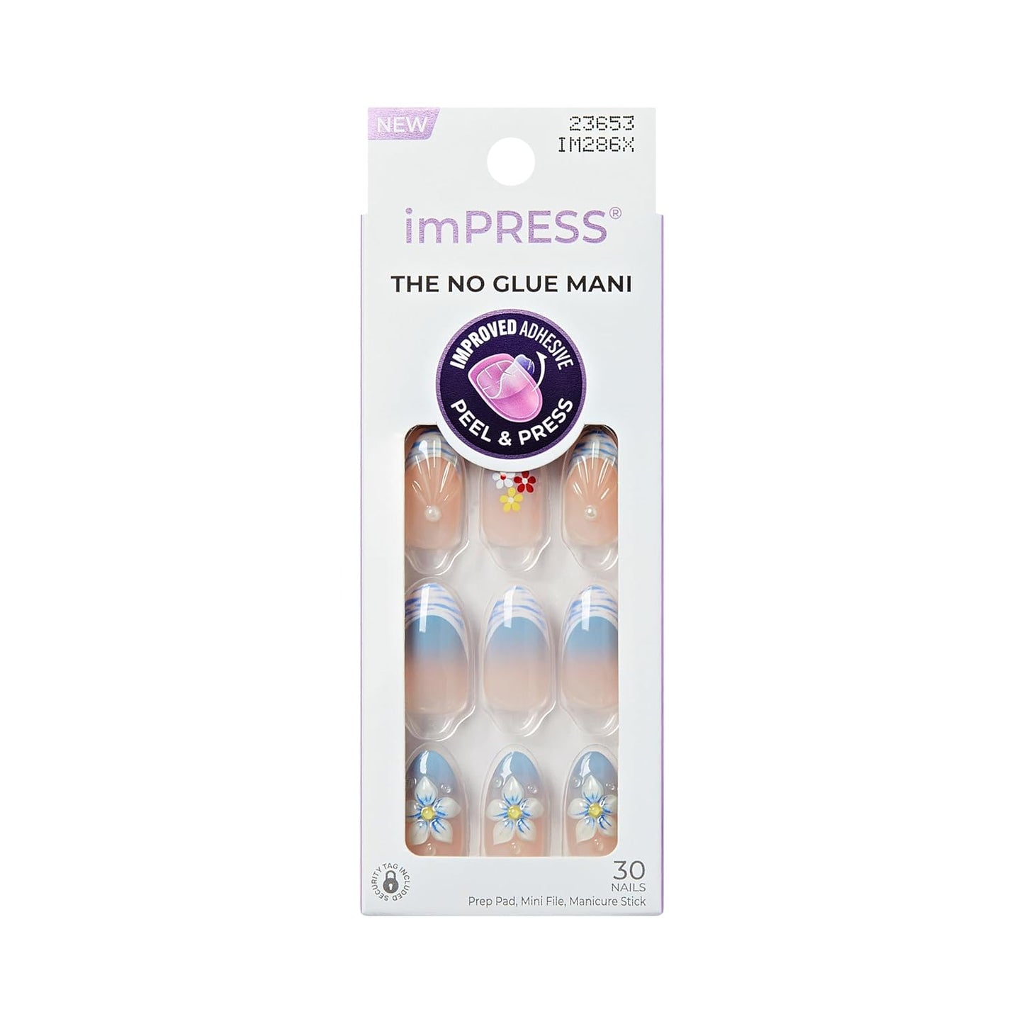 Kiss Impress No Glue Mani Press-On Nails - 'Amerie' Multicolor Almond Shape | Medium Size, 30 Nails & Accessories