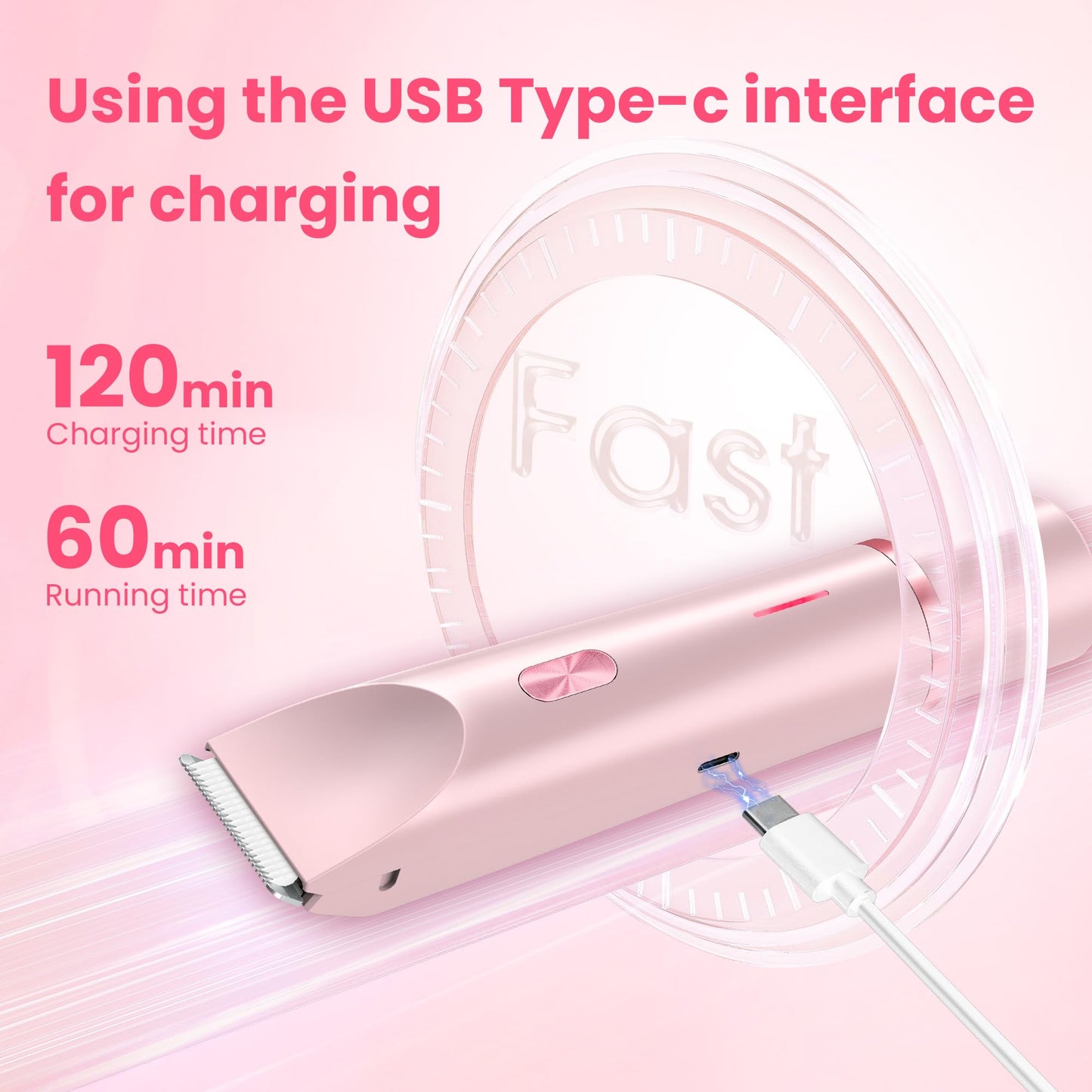 YZDJQX Bikini Trimmer for Women-2 in 1 Dual Head Electric Razors,IPX7 Waterproof Bikini Electric Shaver,Dry & Wet Use Painless Bikini Shaver,Pubic Hair Trimmer for Private Area & Body Hair, Pink