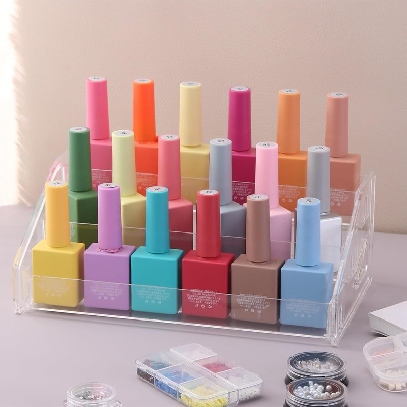 Nail Polish Organizer - Clear Acrylic Makeup Stand & Eyeglasses Display Rack | 3-Tier Storage Tray