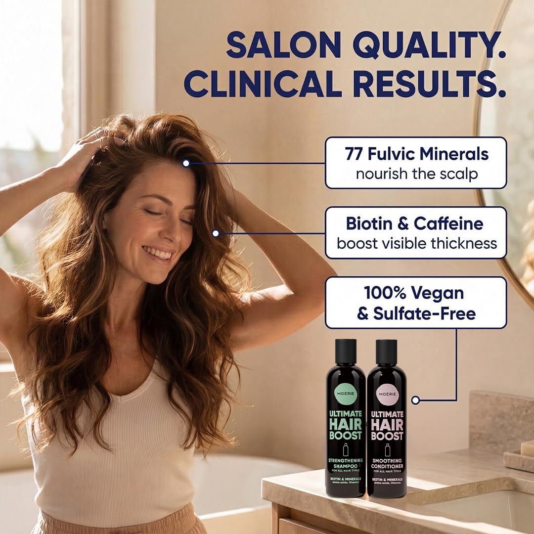 Moerie Hair Growth Shampoo and Conditioner for Women and Men, Hair Loss Solution with Biotin and Rosemary, Thickening Shampoo and Conditioner for Thinning Hair – Promotes Regrowth, Double Set