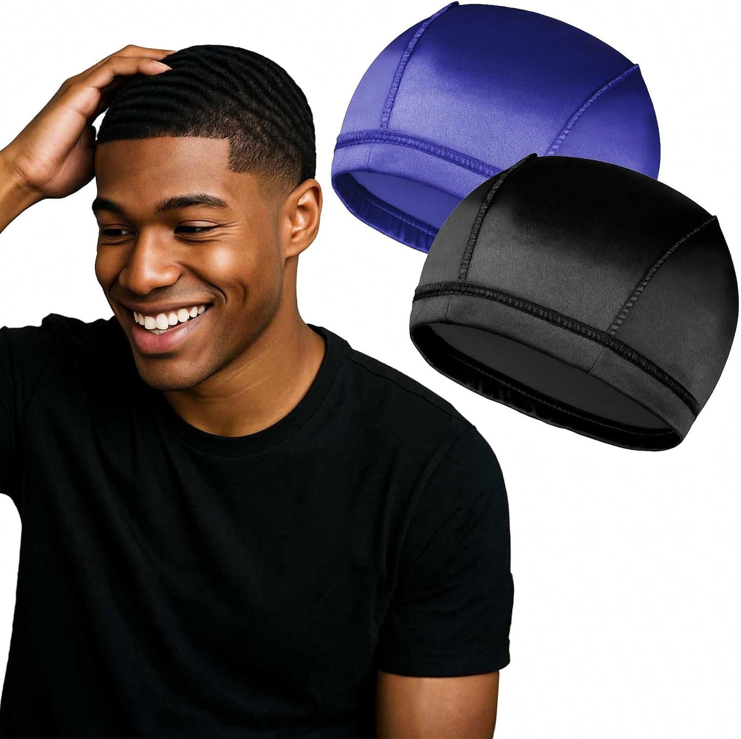 Silky Wave Caps for Men - 2PCS Compression Caps for 360, 540, 720 Waves | Comfortable Fit