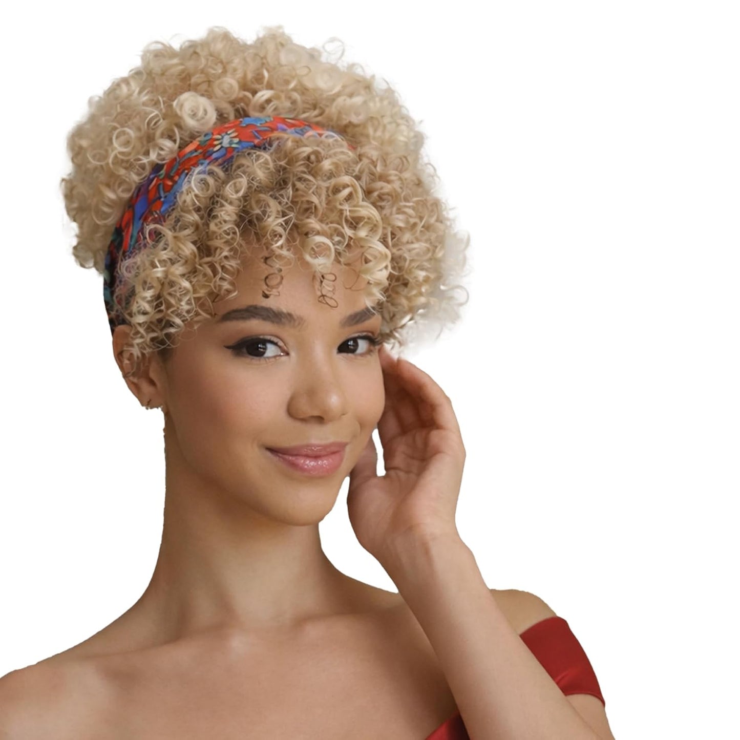 Drawstring Ponytail for Black Women - Afro Puff Kinky Curly Hair Extension with Bangs | Grey Updo